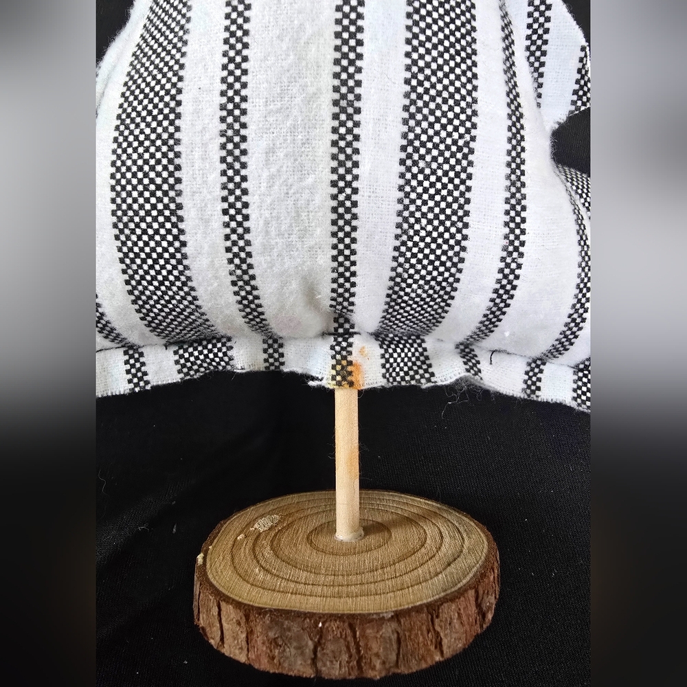 Set of 2 Handmade Plush Black & White Flannel Ticking Christmas Trees - Picture 7 of 7